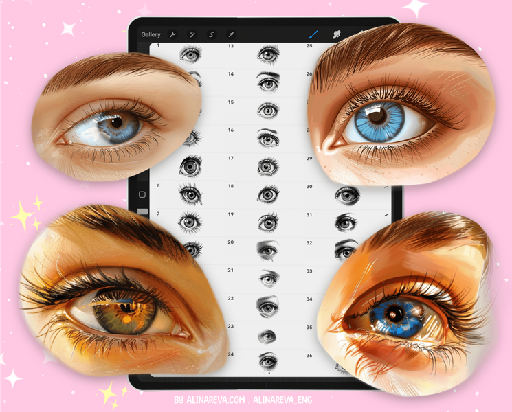 Procreate 55 женские глаза кисти 55Eyess фото