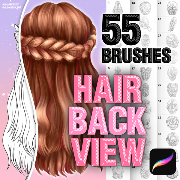 Procreate anime manga hair brushes. Кисти волосы 55Hairstyle фото