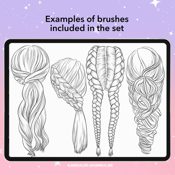 Procreate anime manga hair brushes. Кисти волосы 55Hairstyle фото