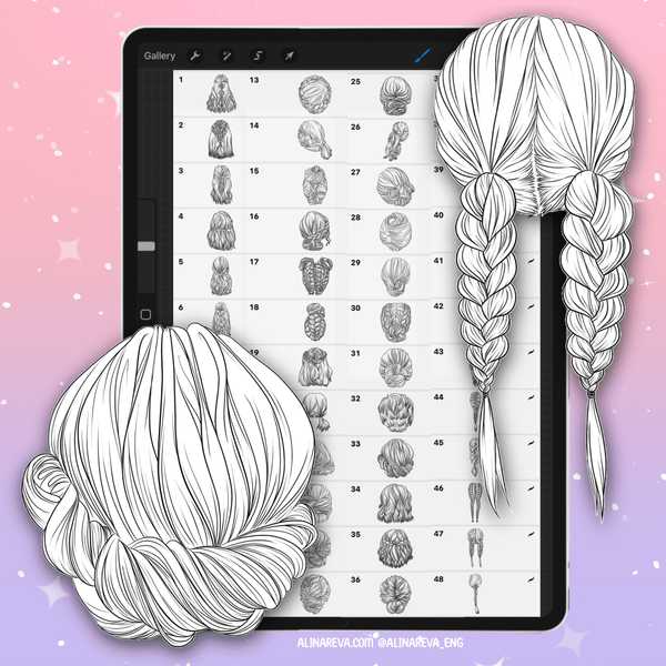 Procreate anime manga hair brushes. Пензлі волосся 55Hairstyle фото