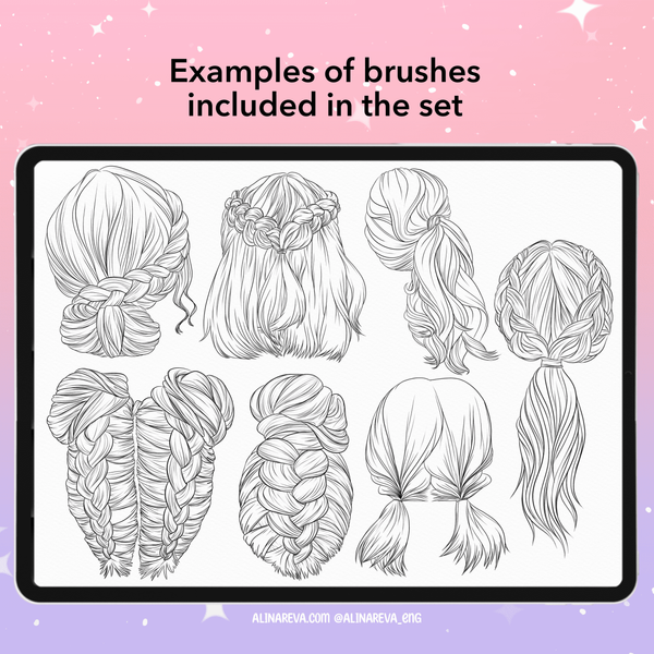 Procreate anime manga hair brushes. Кисти волосы 55Hairstyle фото