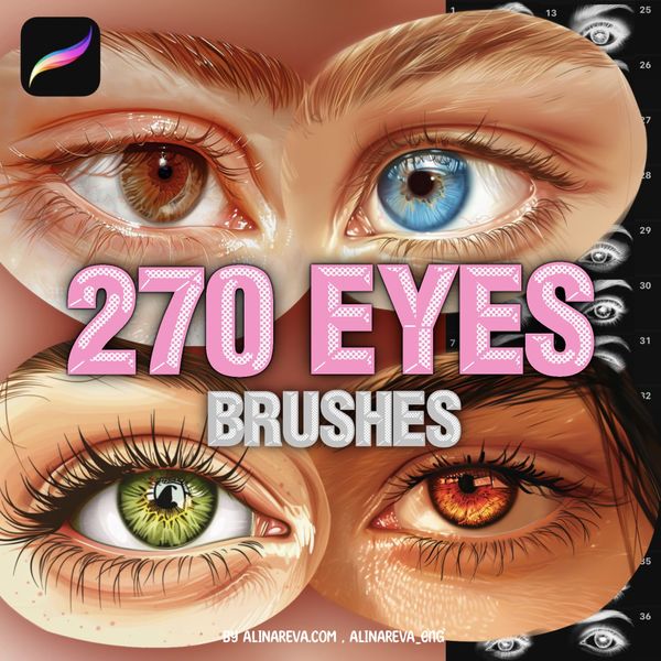 Procreate eye brushes. Procreate female eyes. Procreate realistic portrait brushes