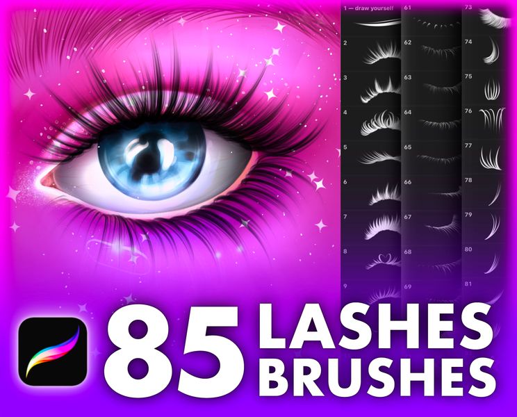 Procreate eyelashes eyes makeup brushes. Пензлі для вій 85Lashes фото