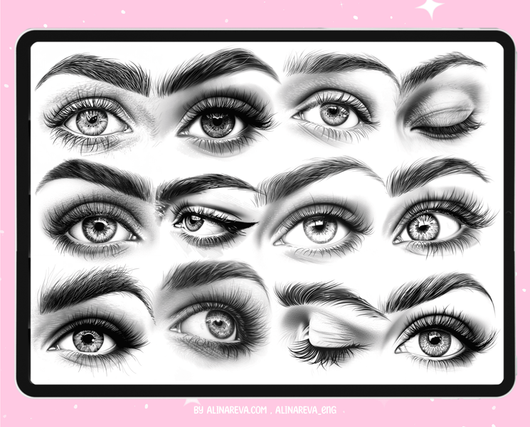 Procreate eye brushes. Procreate female eyes. Procreate realistic portrait brushes