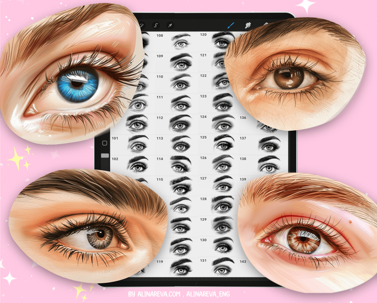 Procreate eye brushes. Procreate female eyes. Procreate realistic portrait brushes