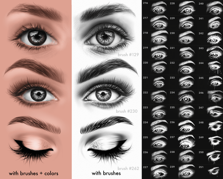 Procreate eye brushes. Procreate female eyes. Procreate realistic portrait brushes