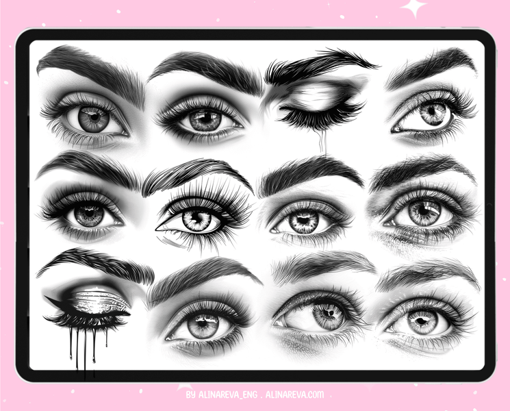 Procreate eye brushes. Procreate female eyes. Procreate realistic portrait brushes