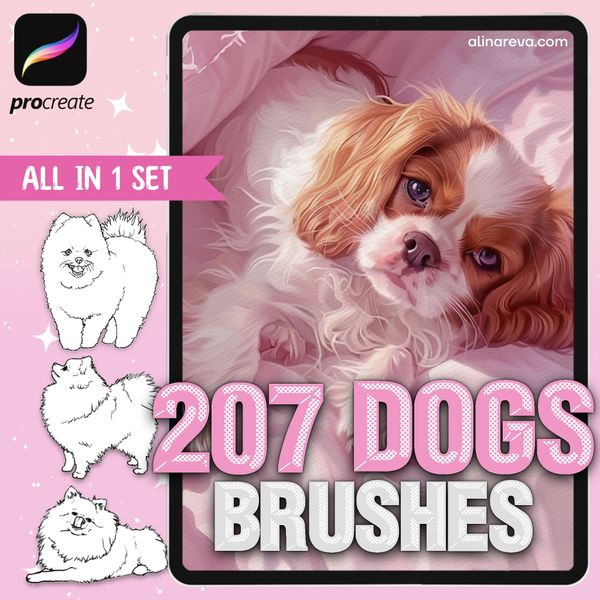 Procreate 207 dogs brushes. Кисти собаки - Большой набор 207Dogs фото