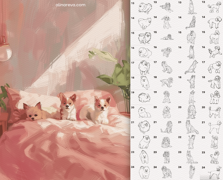 Procreate 207 dogs brushes. Кисти собаки - Большой набор 207Dogs фото