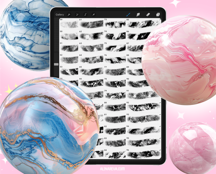 Procreate мраморные текстуры кисти. Procreate интерьерные кисти 150Marble фото