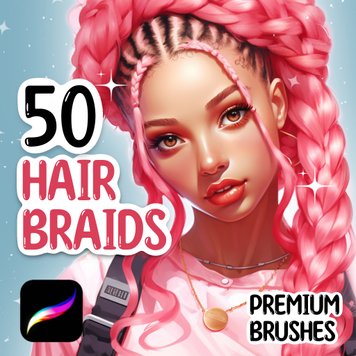 Procreate 50 Hair Braids brushes. Пензлі коси 50Braids фото