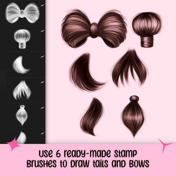 Procreate 50 Hair Braids brushes. Кисти косы 50Braids фото