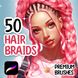 Procreate 50 Hair Braids brushes. Кисти косы 50Braids фото 1