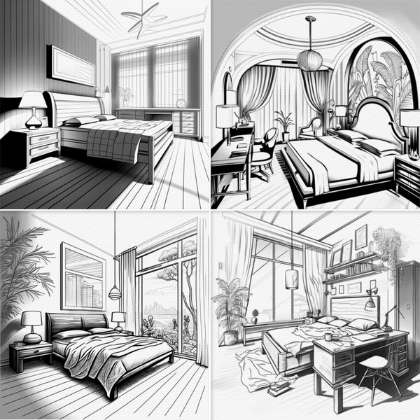 Procreate bedrooms interior brushes. Кисти спальные комнаты 90Bedrooms фото