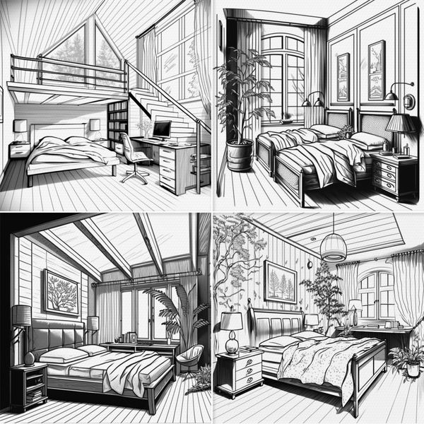 Procreate bedrooms interior brushes.