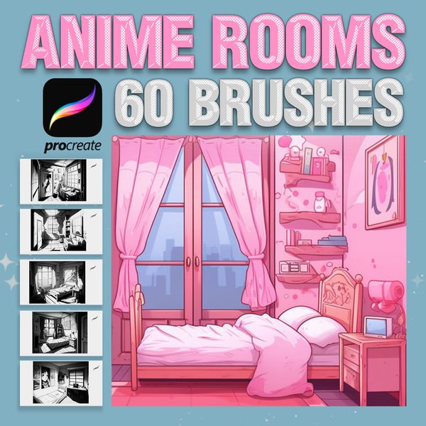 Procreate anime manga room brushes. Кисти манга аниме комнаты 60AnimeRooms фото