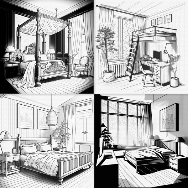 Procreate bedrooms interior brushes.