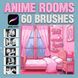 Procreate anime manga room brushes. Кисти манга аниме комнаты 60AnimeRooms фото 1