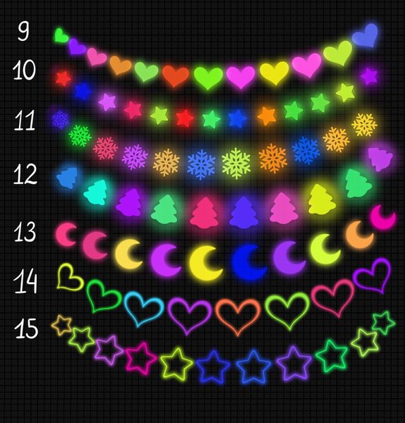 Procreate light Christmas garland brushes. Пензлі ліхтарики світло гірлянда 62Garland фото