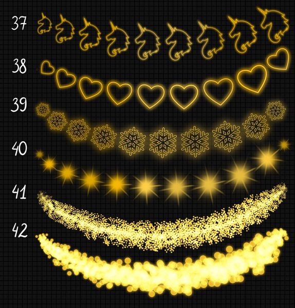 Procreate light Christmas garland brushes. Кисти гирлянда свет 62Garland фото