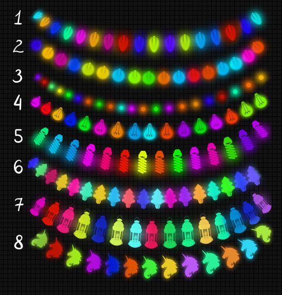 Procreate light Christmas garland brushes. Кисти гирлянда свет 62Garland фото