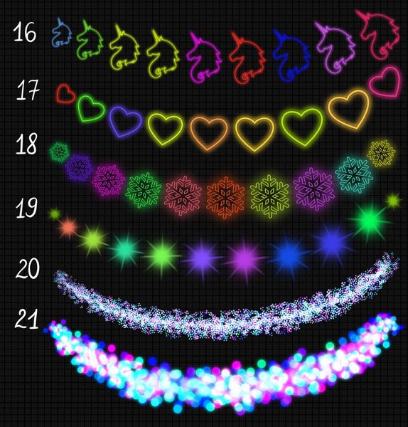 Procreate light Christmas garland brushes. Пензлі ліхтарики світло гірлянда 62Garland фото