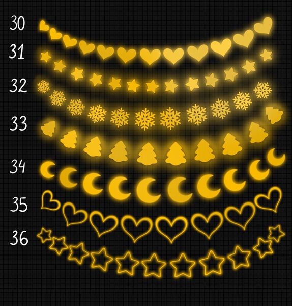 Procreate light Christmas garland brushes. Кисти гирлянда свет 62Garland фото