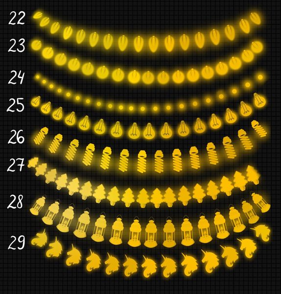 Procreate light Christmas garland brushes. Пензлі ліхтарики світло гірлянда 62Garland фото