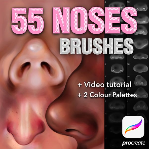 Procreate realistic nose brushes. Пензлі носи 55realisticnoses фото