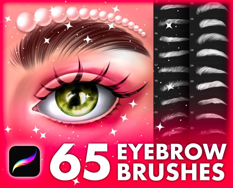 Procreate eyebrows makeup brushes. Пензлі брови 65Brows фото