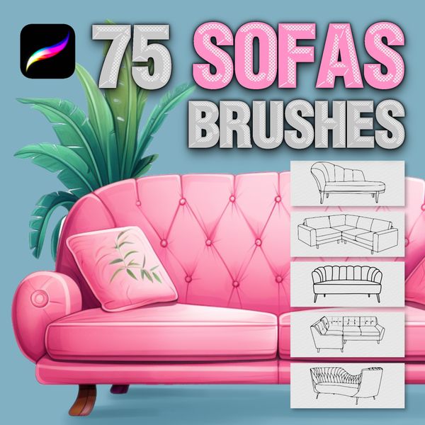 Procreate sofas interior brushes. Пензлі дивани 75Sofas фото